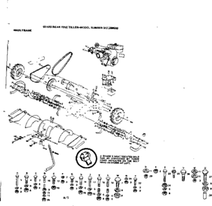 Main Frame Diagram and Parts List for 917299560  Craftsman Tiller