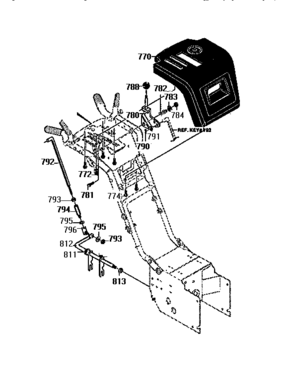 Handle Assembly Diagram and Parts List for 536886390  Craftsman Snow Blower