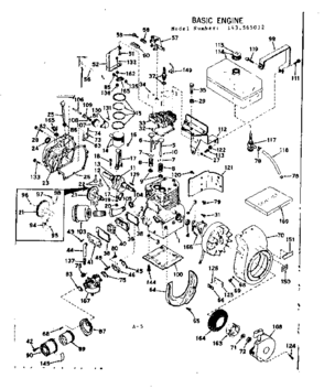 Basic Engine Diagram and Parts List for 143565012  Craftsman Engine