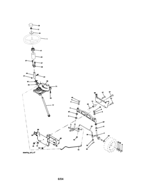 Steering Assembly Diagram and Parts List for 917273753  Craftsman Lawn Tractor