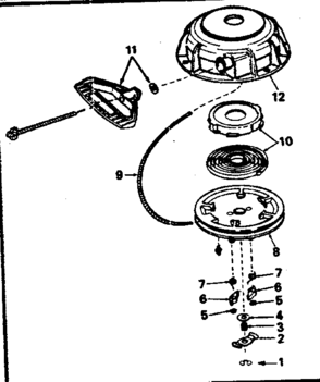 Rewind Starter No. 580606 Diagram and Parts List for 143756192  Craftsman Engine