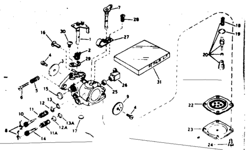Carburetor Diagram and Parts List for 91762807  Craftsman Chainsaw
