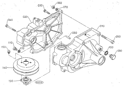 Transmission Case Diagram and Parts List for 3904  Craftsman Lawn Mower