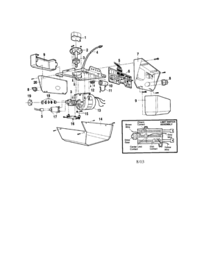 Motor Unit Assembly Diagram and Parts List for 1021499A  Craftsman Garage Door Opener