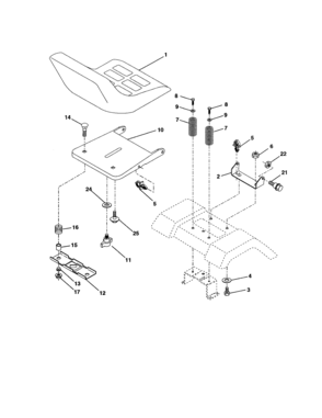 Seat Assembly Diagram and Parts List for 917277150  Craftsman Lawn Tractor
