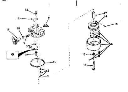 Carburetor Diagram and Parts List for 143204132  Craftsman Engine