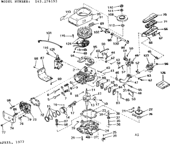 Replacement Parts Diagram and Parts List for 143276132  Craftsman Engine
