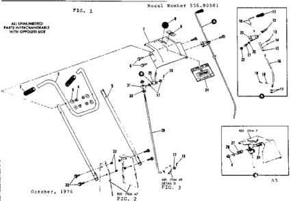 Handle Assembly Diagram and Parts List for 53690501  Craftsman Snow Blower