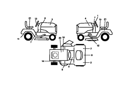 Decals Diagram and Parts List for 917272021  Craftsman Lawn Tractor