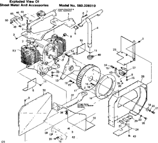 Exploded View Of Sheet Metal & Accessories Diagram and Parts List for 580326010  Craftsman Engine