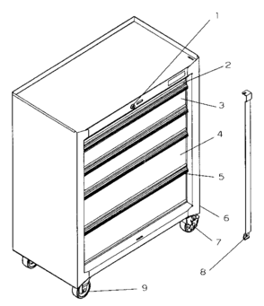 Chest Diagram and Parts List for 706618190  Craftsman Tool Stand & Cart