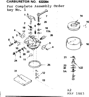 Replacement Parts Diagram and Parts List for 143632284  Craftsman Lawn Mower