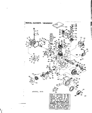 Replacement Parts Diagram and Parts List for 143650032  Craftsman Engine
