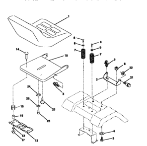 Seat Assembly Diagram and Parts List for 917270640  Craftsman Lawn Tractor