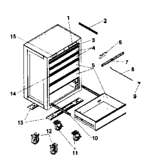 Cabinet Parts Diagram and Parts List for 706656671  Craftsman Tool Stand & Cart