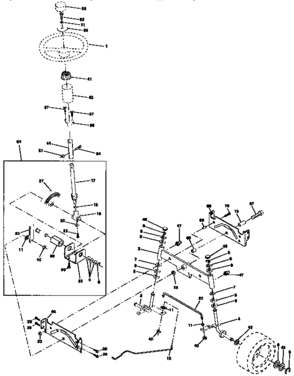 Steering Assembly Diagram and Parts List for 917258543  Craftsman Lawn Tractor