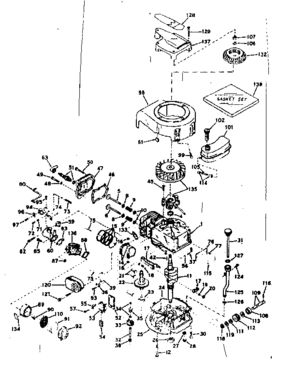 Basic Engine Diagram and Parts List for 143174142  Craftsman Engine
