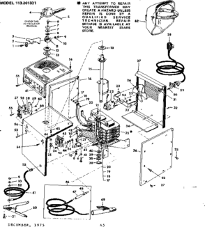 Unit Diagram and Parts List for 113201331  Craftsman Welder