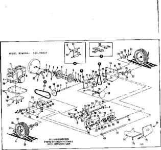 Wheel Assembly Diagram and Parts List for 53690525  Craftsman Snow Blower