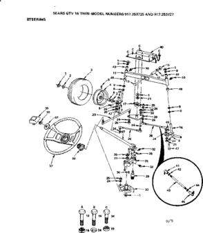 Part Location Diagram of 100713N Craftsman Lawn tractor steering wheel
