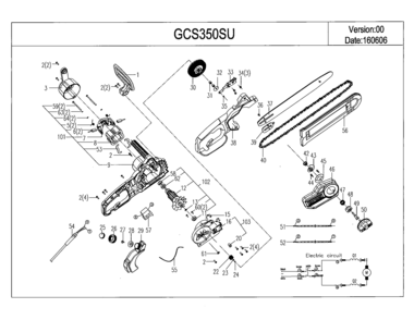Main Asy Diagram and Parts List for 172740500  Craftsman Chainsaw