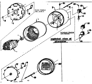 Rotor And Stator Assembly Diagram and Parts List for 5803156-5  Craftsman Engine