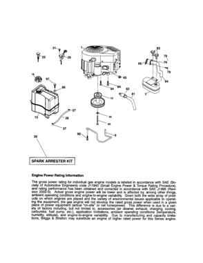 Engine Diagram and Parts List for 917287230  Craftsman Lawn Tractor