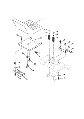 Seat Assembly Diagram and Parts List for 917259140  Craftsman Lawn Tractor