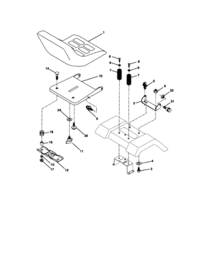 Seat Assembly Diagram and Parts List for 917270671  Craftsman Lawn Tractor