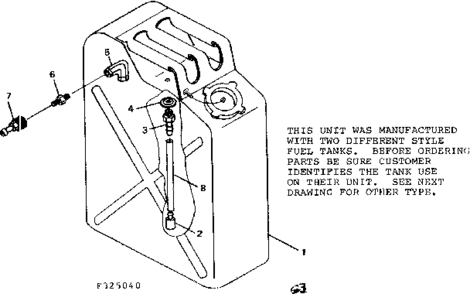 5 Gallon Fuel Tank Diagram and Parts List for 580325050  Craftsman Engine