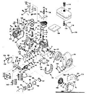 Basic Engine Diagram and Parts List for 143546042  Craftsman Engine