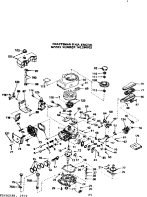 Replacement Parts Diagram and Parts List for 143296032  Craftsman Engine