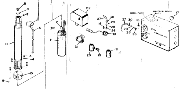 Part Location Diagram of 2873 Craftsman Pump motor