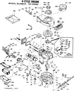Replacement Parts Diagram and Parts List for 143294062  Craftsman Engine