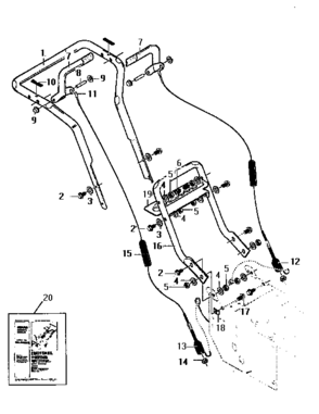 Handle Assembly Diagram and Parts List for 536886622  Craftsman Snow Blower