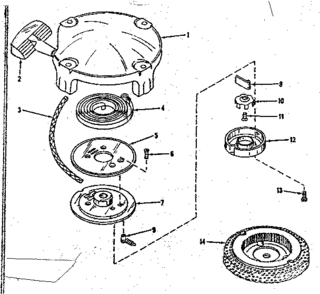 Rewind Starter Diagram and Parts List for 14354500  Craftsman Lawn Mower