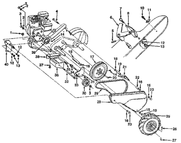Mainframe, Left Side Diagram and Parts List for 917299711  Craftsman Tiller