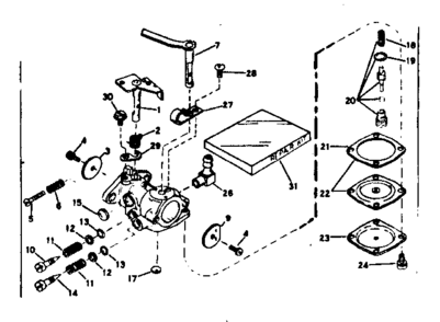 Carburetor Diagram and Parts List for 91760044  Craftsman Chainsaw