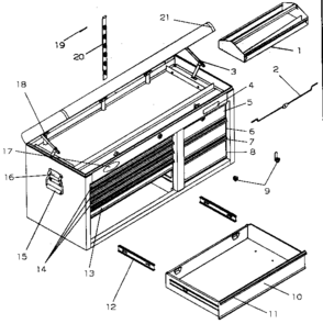 Chest Diagram and Parts List for 706659202  Craftsman Tool Stand & Cart