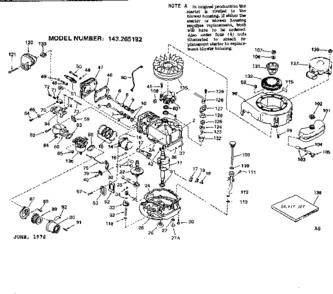 Replacement Parts Diagram and Parts List for 143265192  Craftsman Engine
