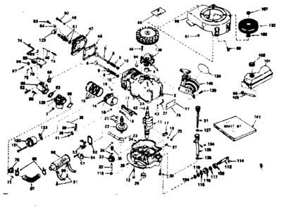 Basic Engine Diagram and Parts List for 143234142  Craftsman Engine