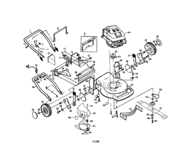 Engine/housing/handle Diagram and Parts List for 917372851  Craftsman Lawn Mower