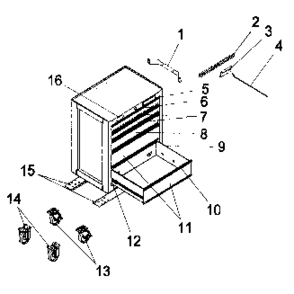 Cabinet Parts Diagram and Parts List for 706596512  Craftsman Tool Stand & Cart