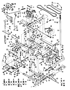 Main Frame Diagram and Parts List for 842240621  Craftsman Snow Blower