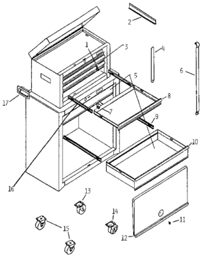 Part Location Diagram of A5548 Craftsman Tool chest rigid caster