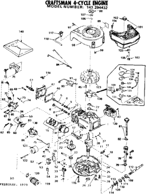 Engine Diagram and Parts List for 143294432  Craftsman Engine