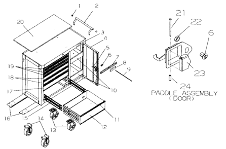 Tool Cart Diagram and Parts List for 706653436  Craftsman Tool Stand & Cart