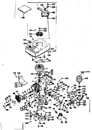 Basic Engine Diagram and Parts List for 143146012  Craftsman Engine