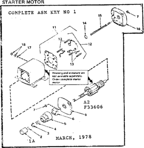 Starter Motor Diagram and Parts List for 143276222  Craftsman Engine