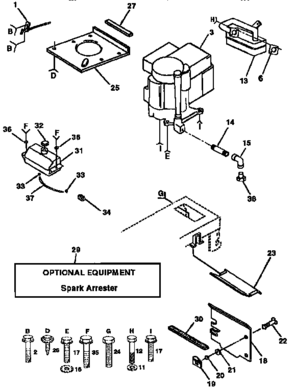 Engine Diagram and Parts List for 917257590  Craftsman Lawn Tractor